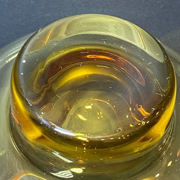 Vintage Amber Golden Anniversary Celebration Glass Bowl 50th Birds Etching - Picture 5 of 6